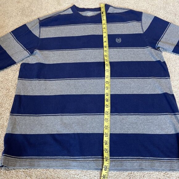 Chaps Striped Pullover Shirt Mens Large Navy 100% Cotton Crewneck Long Sleeve - Picture 5 of 6